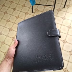 Black leather Coca-Cola organization folder